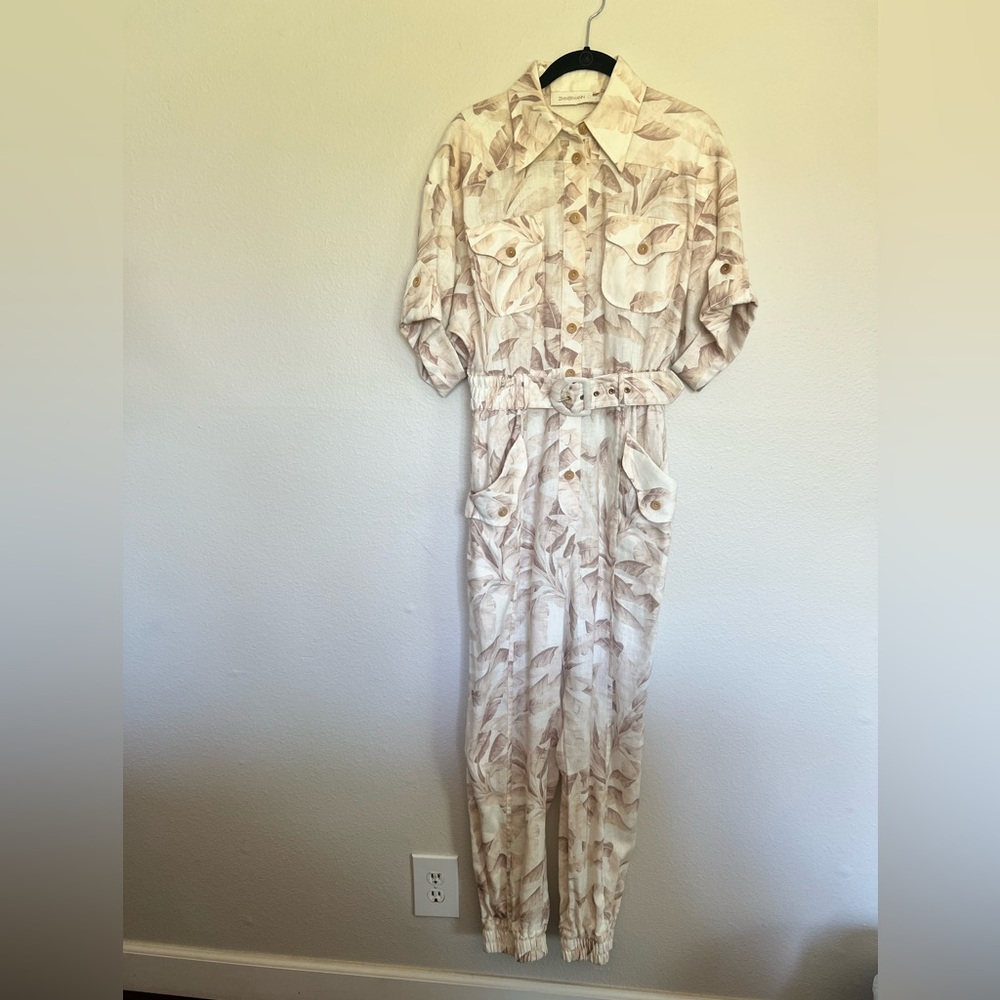 Zimmermann Cream Leaf Print jumpsuit